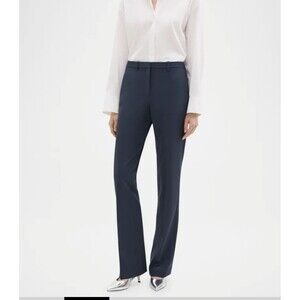 Theory Demitria 4 Pants Size 10 Nocturne Navy Traceable Wool Slim Flare NWT